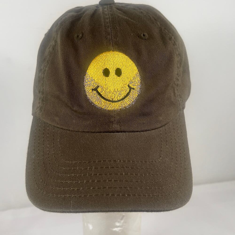 JEEP Hat Bearded Scruffy Smiley Face Metal Snap OSFA Strap Olive Green Vehicle